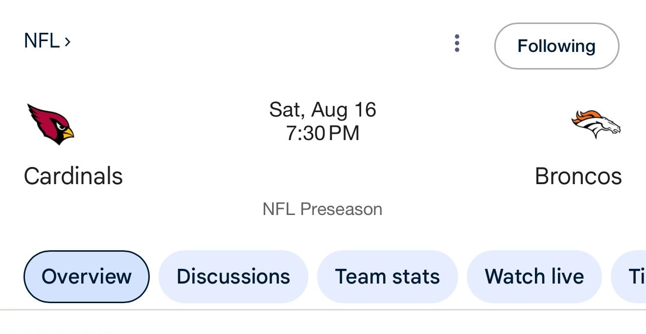 Broncos V Cardinals Game