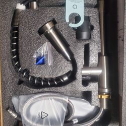 FORIOUS Kitchen Faucets, Brushed Nickel Kitchen Sink Faucet with Pull Down Sprayer, Commercial Kitchen Faucet Stainless Steel, Classic Single Handle P