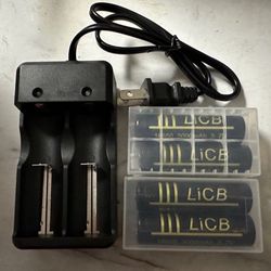 4 pack LICB 18650 Rechargeabe Battery Button Top 3000mAh 3.7V with Charger