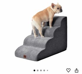 Curved Dog Stairs Ramp, 4-Step High Beds, 19.7" H Pet Step 33D density of pure foam, for Small Dogs and Cats, Pet Stairs for High Bed Climbing, Non-Sl
