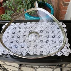 Atomic Glass Bowl /Silver Trim & Etched Stars
