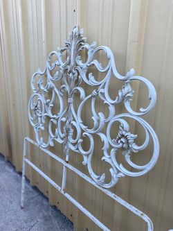 Vintage Ornate twin Metal Scroll Headboards / Garden Trellises (Pair)