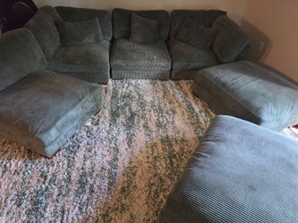 Andreco Corduroy U Shape Setional Sofa and Rug
