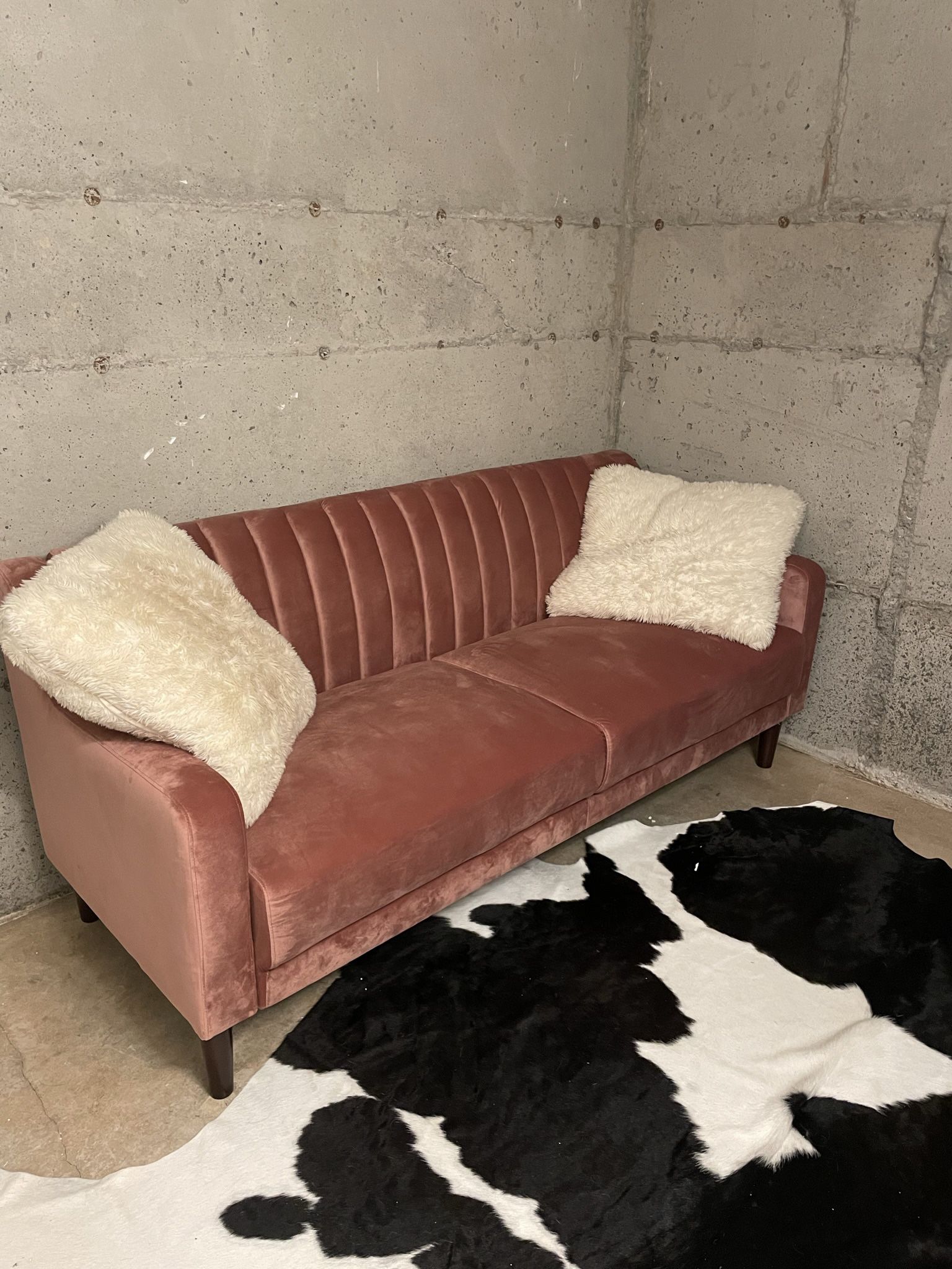 Pink Velvet Loveseat Sofa
