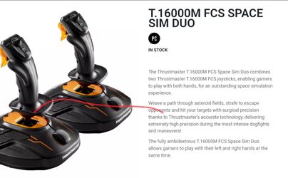 thrustmaster dual joystick space sim controllers