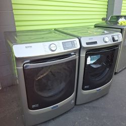 Maytag Set Washer And Gas Dryer Front Load Gray Color Capacity Standard Gray Steel 