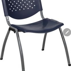 Flash Furniture Hercules Series Plastic Contoured Lobby Chairs with Perforated Backs, Ergonomic Stacking Chairs for Offices, Set of 5, Navy