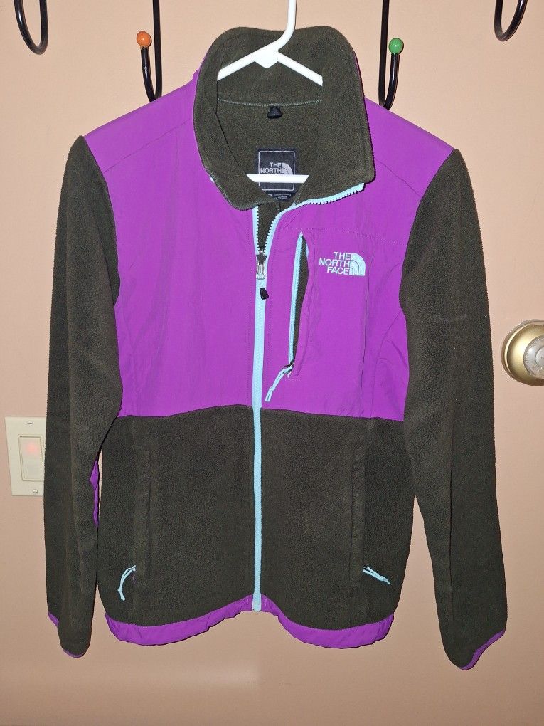 Vtg The North Face Denali Jacket Womens Sz Small Green And Pink Fleece Full Zip $35