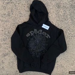 Sp5der OG Web Hoodie - Black (Tonal)