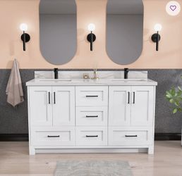 60" Freestanding Bathroom Vanity Cabinet - Solid Birch Wood - New (Assembled)
