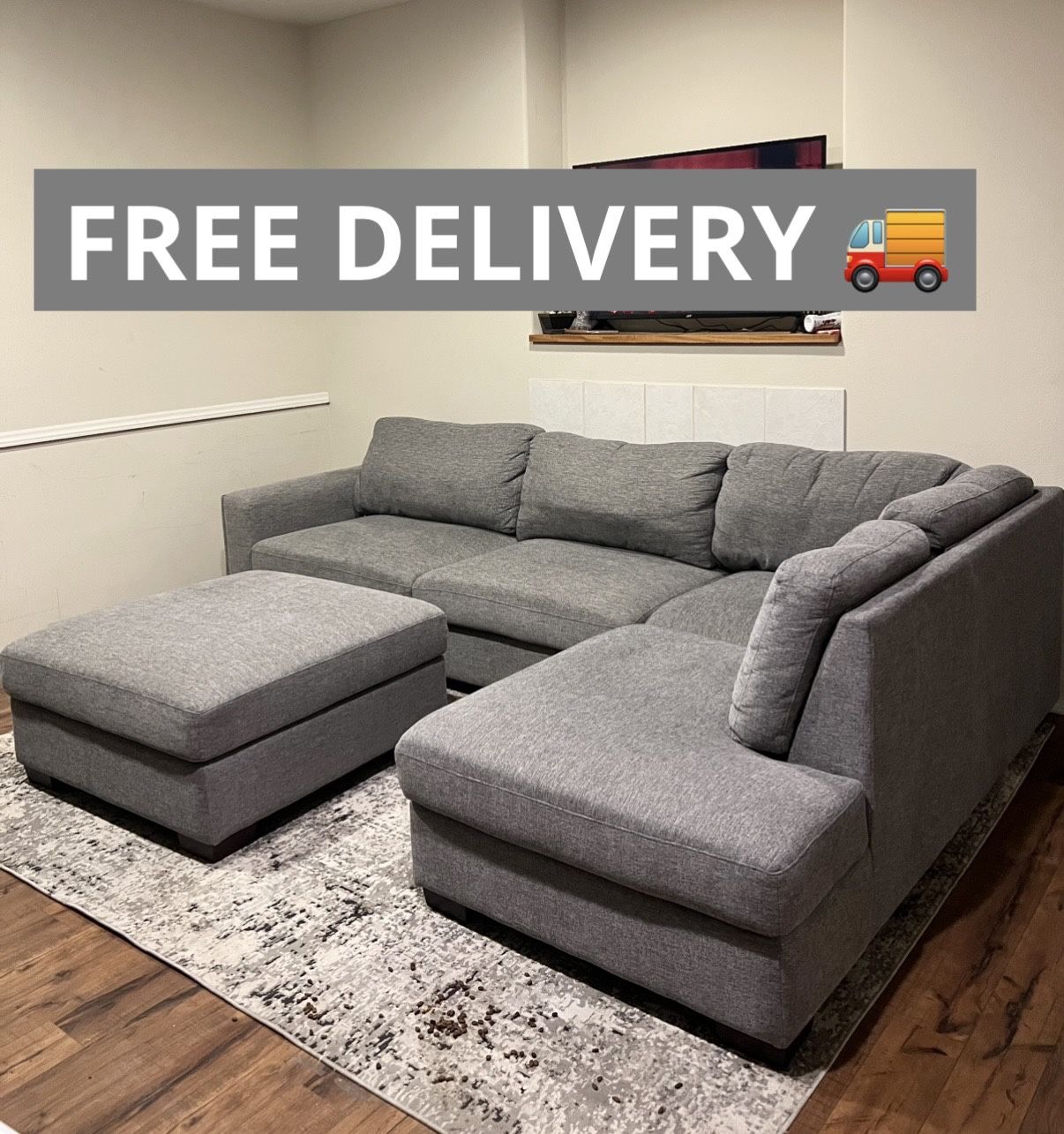 Gray Costco Sectional Couch ποΈ- FREE DELIVERY π