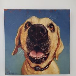 🐾 Canvas Wall Art — Smiling Yellow Lab Portrait (Lucia Heffernan)