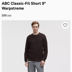 Lululemon ABC Classic Fit Shorts.  Size 36