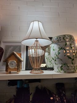 rose gold retro wire lamps x2 (pair)