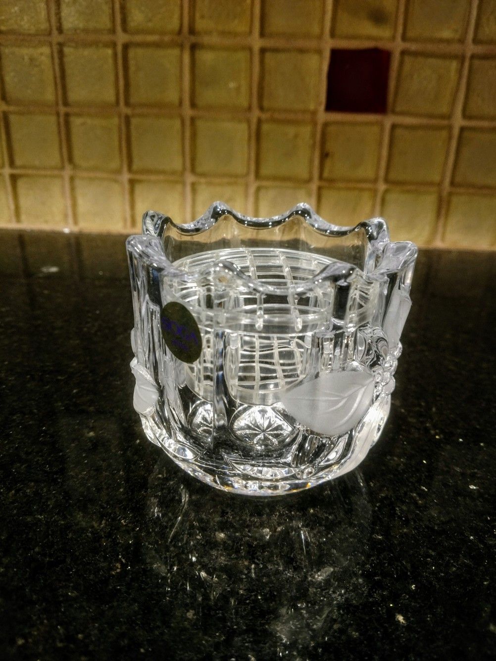Vintage Soga Japan Crystal Rose Bowl Or Candle Holder