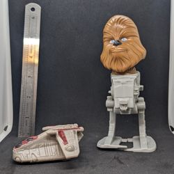 Lot Of 2 McDonald's Star Wars Toys Republic Gunship Launcher & Wookie Walker