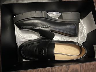 Coach Black Leather Platform Loafers