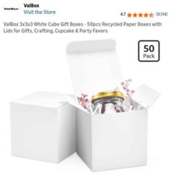 Valbox 3x3x3" White Kraft Gift Boxes