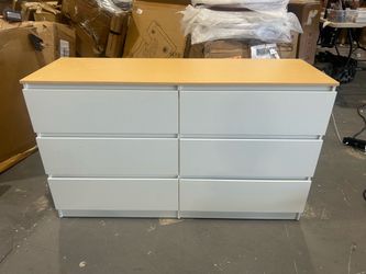 White Dresser for Bedroom, Modern 6 Drawer Double Dresser