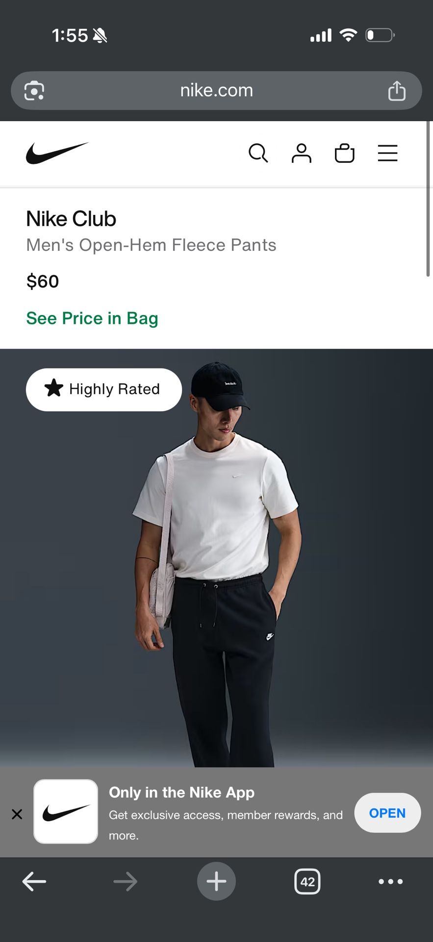 Nike Fleece Open-Hem Sweatpants New XL