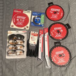 9 Set Gloves Discs And Blades Maxiflex, Diablo, Milwaukee, Avanti HDX Safety Glasses 