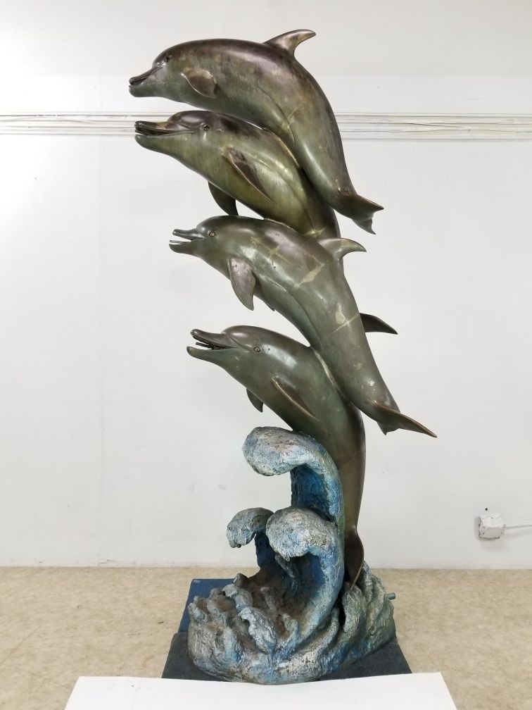 monumental bronze Dolphins water fountain