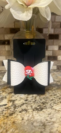 Black and white princess hair bow clip