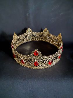 Gold Crown with Red Gemstones
