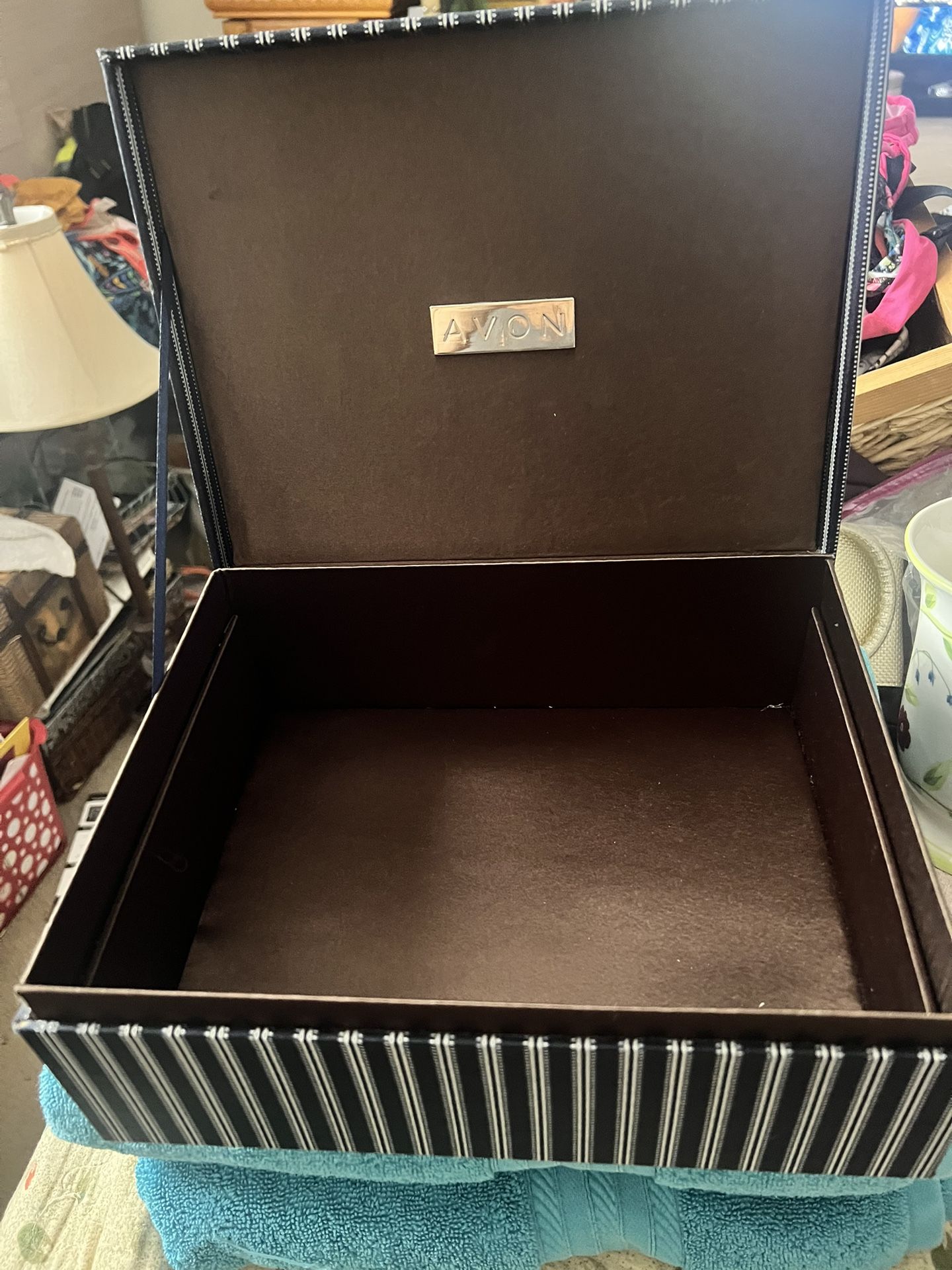 Jewelry Box Navy Blue And White Stripe