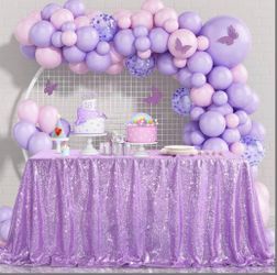 B-COOL Lavender Sequin Tablecloth Glitter Decorations: Rectangular Lilic Shiny Table Overlays Romantic Garden Indoor Outdoor Party Decor 60x102inch