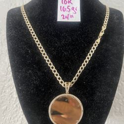10K Solid Gold Chain and Pendant For Wedding 10.5Gr 24 Inches Long 