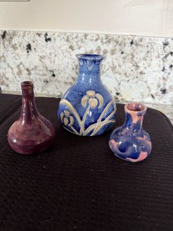 Adorable Lot Of 3 Studio Art Pottery Vases