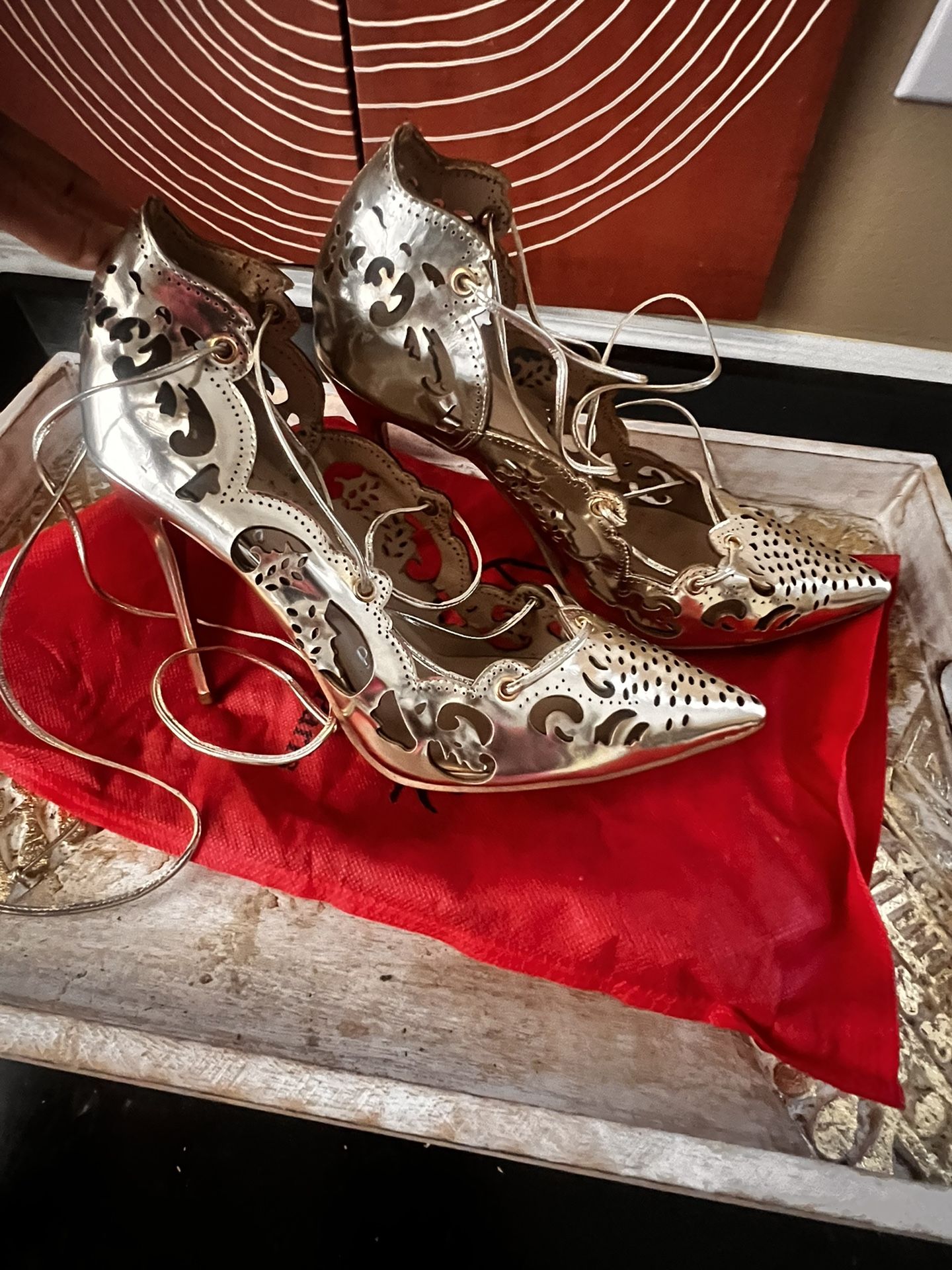 Gold Red Bottom Heels 