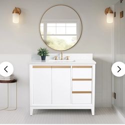 Vanity Art Morton 42" Single Sink Bathroom Vanity with Engineered Marble Top