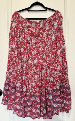 Red Floral Boho Skirt – Size L