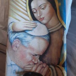 Virgin mary with the pope candle holder for wall decoration