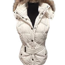 Mayo Chix Down Puffer Vest With Fur Hood. Medium Thumbnail