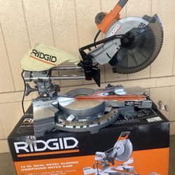 Ridgid 15 Amp Corded 12" Dual Bevel Sliding Miter Saw With 70 Deg Miter Capacity & LED Cutline Indicator 