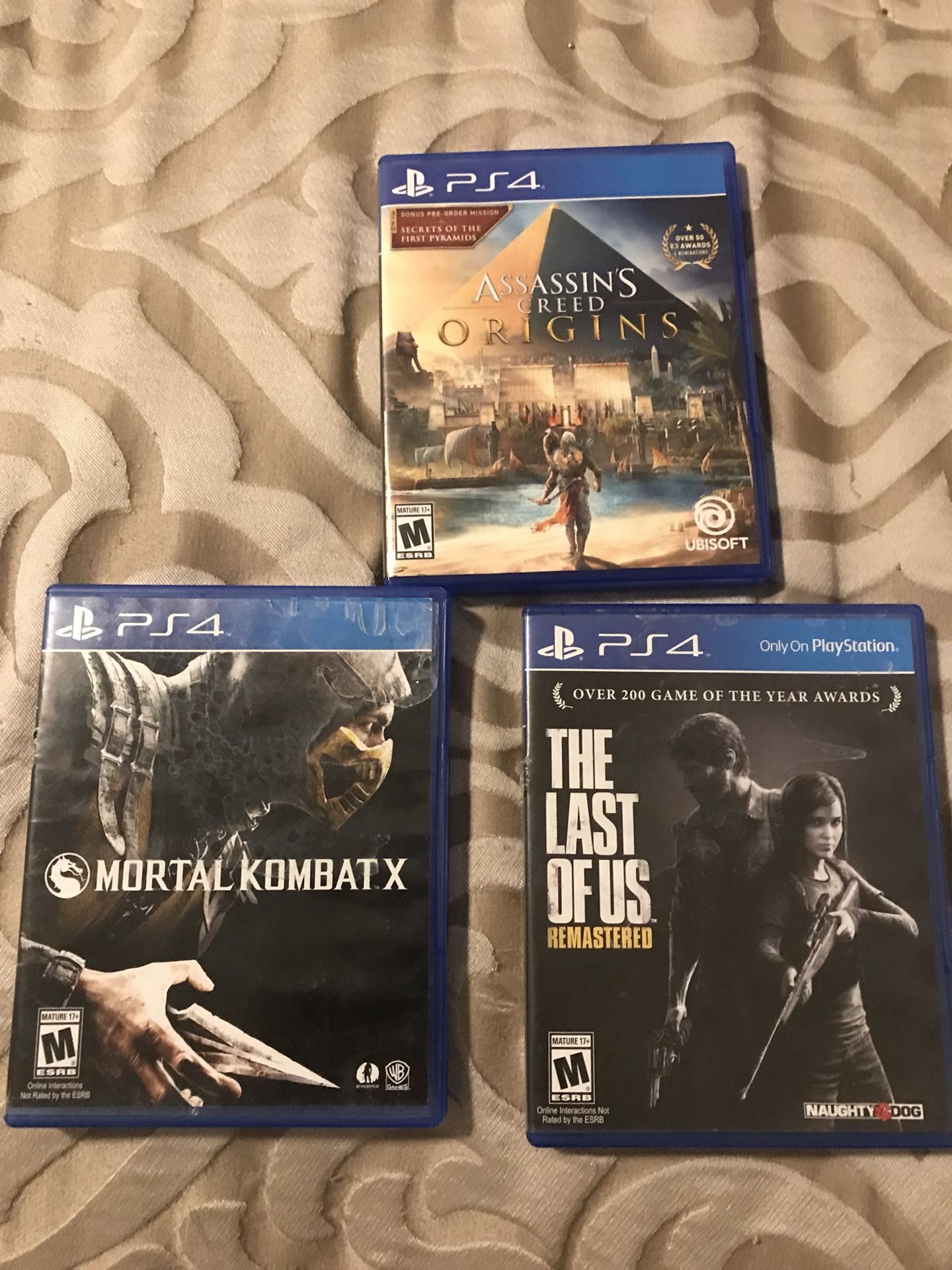 PS4 games assassins creed last of us mortal kombat