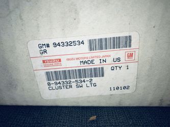 Isuzu headlight switch cluster