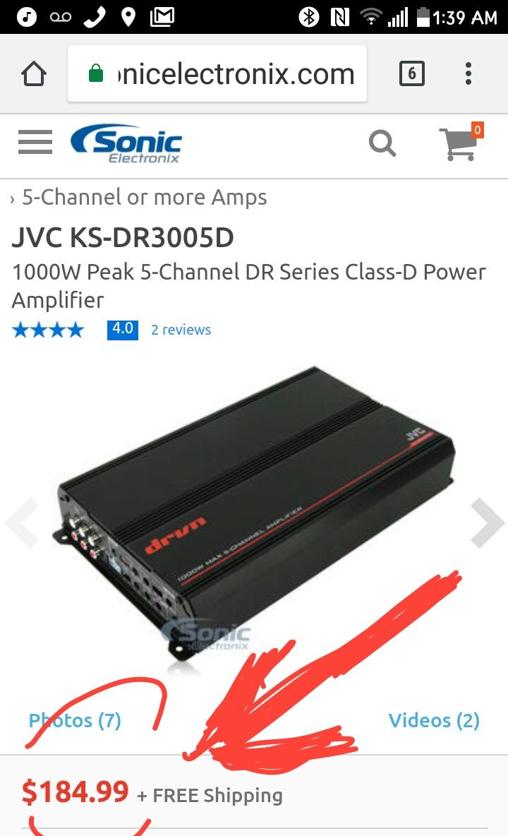 JVC KS-DR3005D drvn DR Series 5-channel car amplifier
