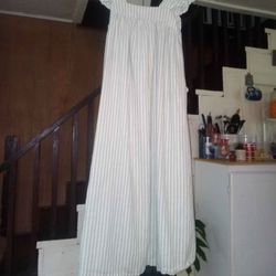 Blue Striped Long Country Dress