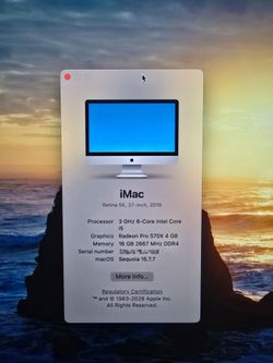 Powerful 2019 iMac 27" inch Retina Display Intel i5 3.0GHz 16GB Ram 1TB HD Wifi Camera Bluetooth Thunderbolt OS Sequoia