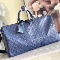Embossed Midnight Navy LV Duffel 