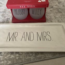 Rae Dunn Platter and Wine Set