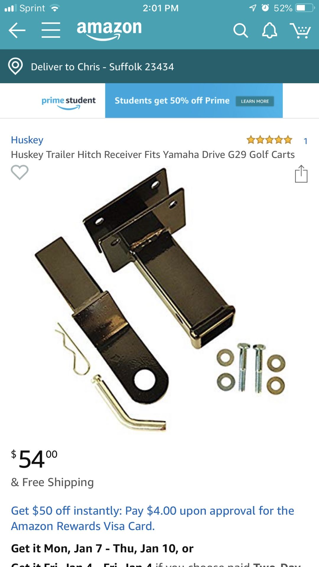 Trailer hitch for Yamaha golf cart