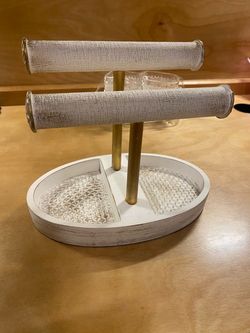 Two-Tier Jewelry Organizer Stand with Tray