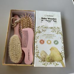 Baby Wooden  Hair Brush Set