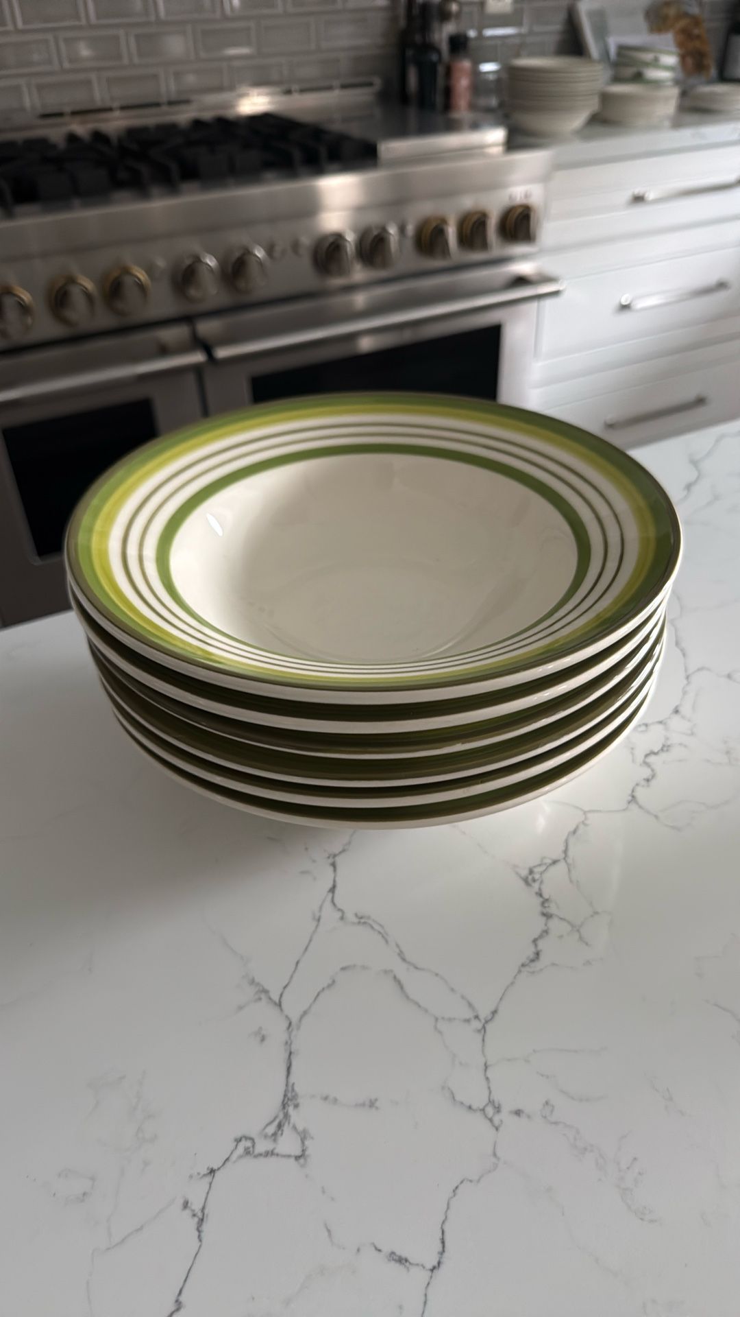 Qty 6 Crate And Barrel Pasta Bowls / Plates