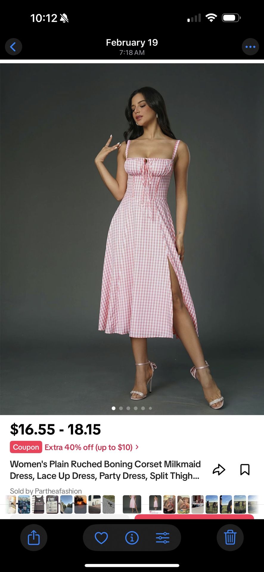 Milkmaid Style Sundress Women’s Large 8-10 Pink White Dress NEW